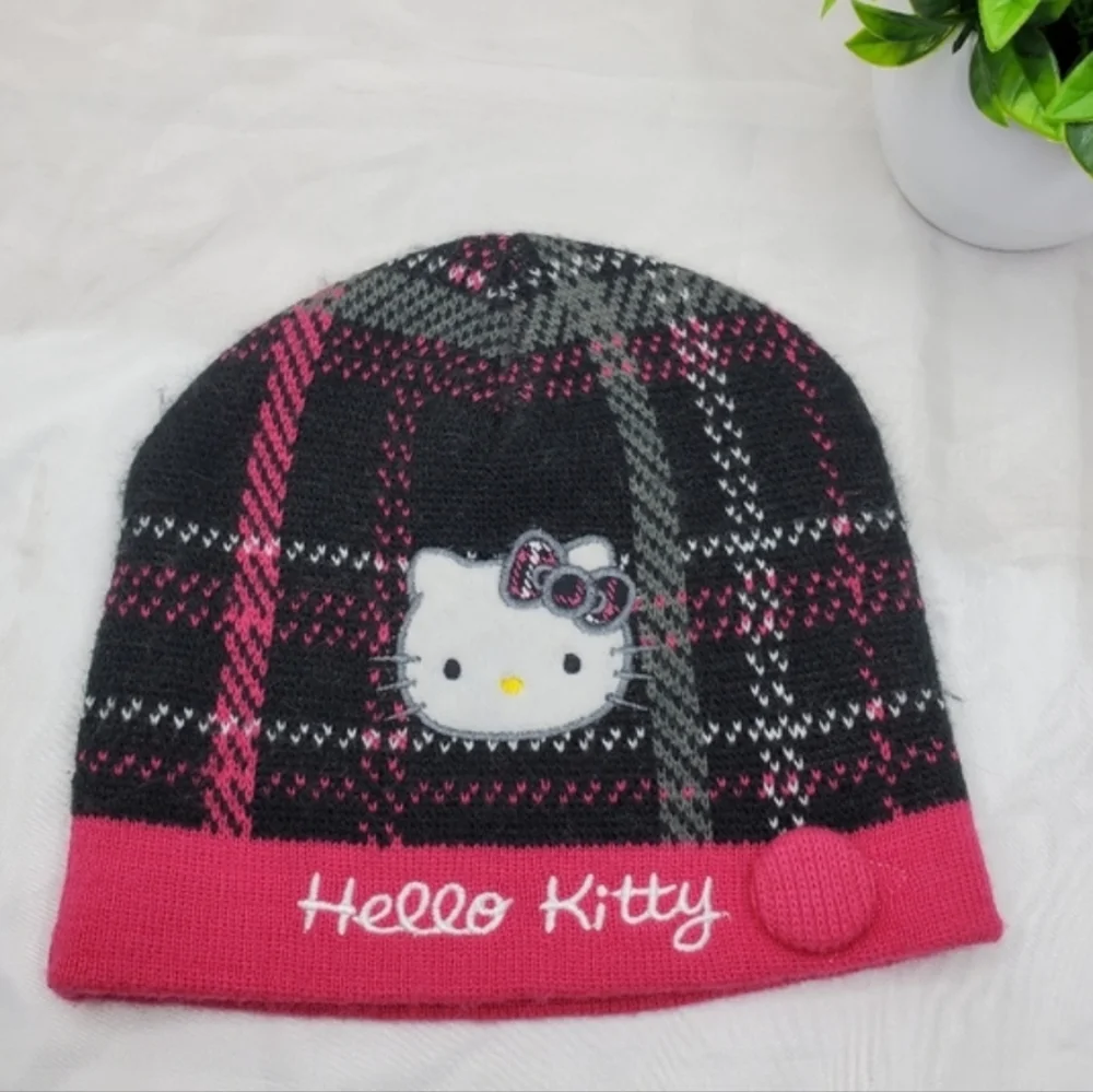 ♡♡ Hello Kitty Knit Beanie Black and Pink One Size Girls